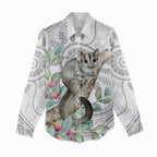 Australia Opossum Women Casual Shirt Aboriginal Art Gumtree Blossoms Grunge - Aussie Hoodie