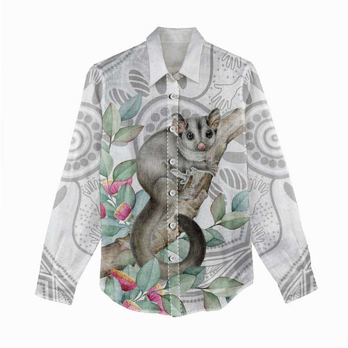 Australia Opossum Women Casual Shirt Aboriginal Art Gumtree Blossoms Grunge - Aussie Hoodie