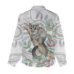 Australia Opossum Women Casual Shirt Aboriginal Art Gumtree Blossoms Grunge - Aussie Hoodie