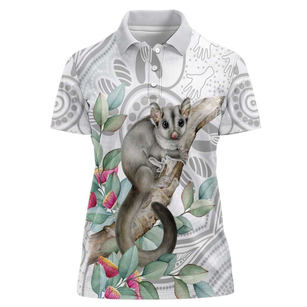 Australia Opossum Women Polo Shirt Aboriginal Art Gumtree Blossoms Grunge - Aussie Hoodie