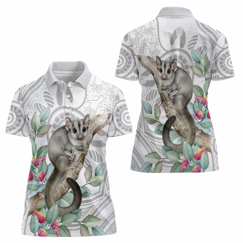 Australia Opossum Women Polo Shirt Aboriginal Art Gumtree Blossoms Grunge - Aussie Hoodie
