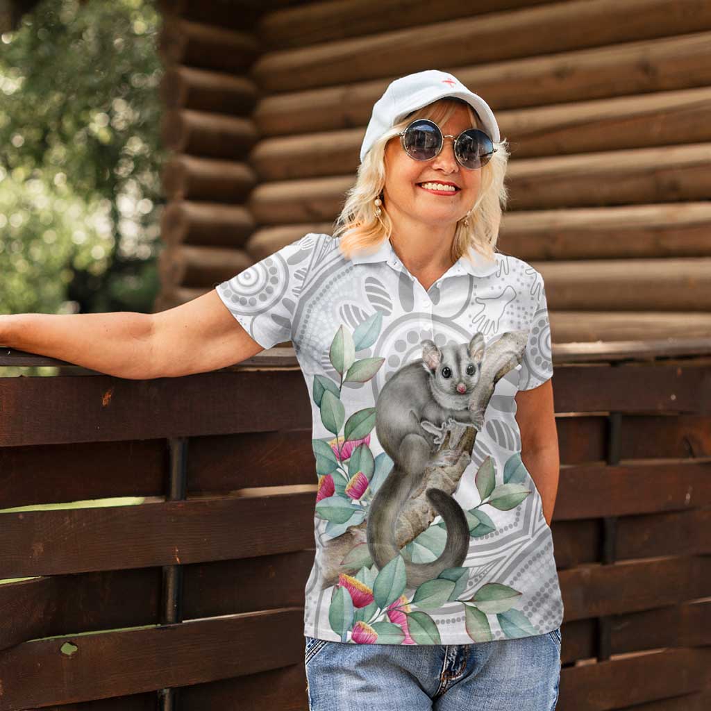 Australia Opossum Women Polo Shirt Aboriginal Art Gumtree Blossoms Grunge - Aussie Hoodie