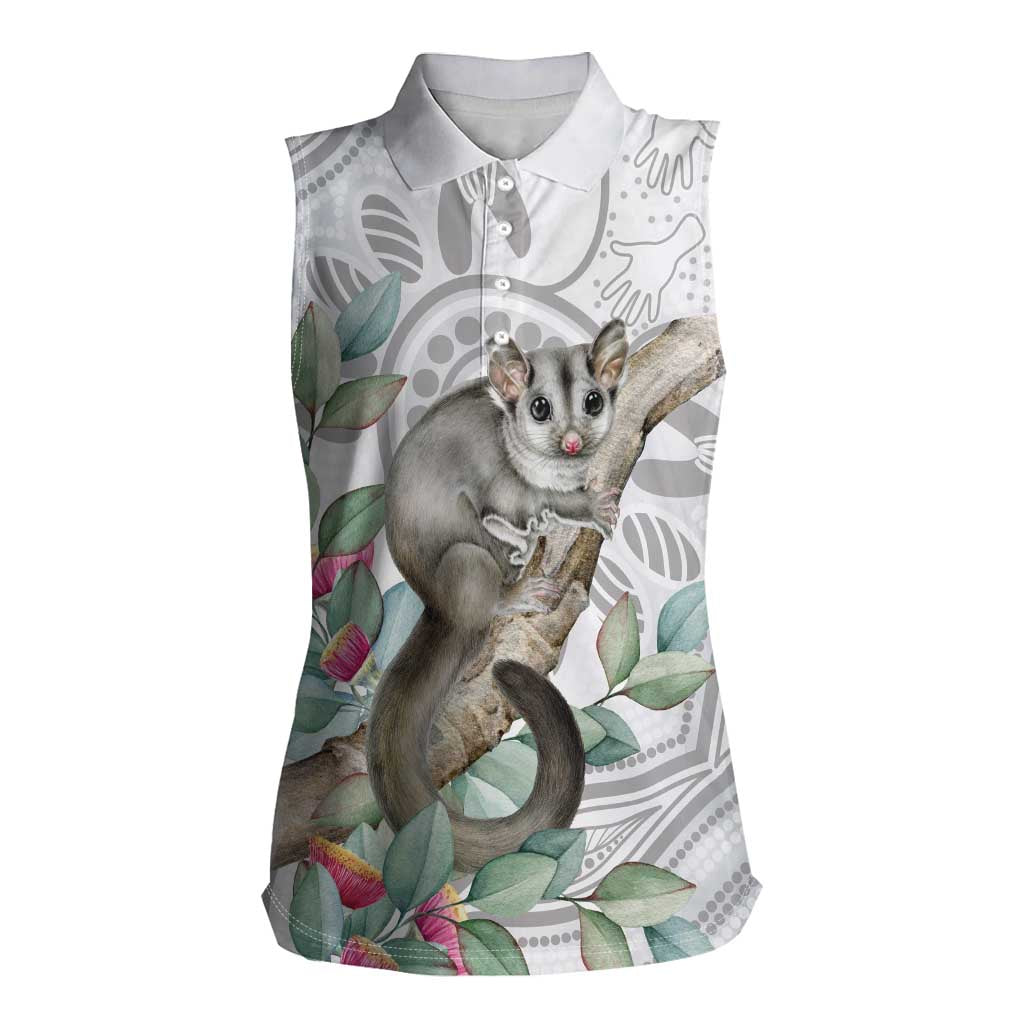 Australia Opossum Women Sleeveless Polo Shirt Aboriginal Art Gumtree Blossoms Grunge - Aussie Hoodie