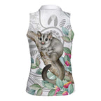 Australia Opossum Women Sleeveless Polo Shirt Aboriginal Art Gumtree Blossoms Grunge - Aussie Hoodie