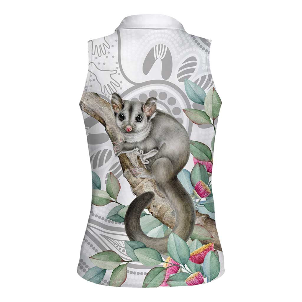 Australia Opossum Women Sleeveless Polo Shirt Aboriginal Art Gumtree Blossoms Grunge - Aussie Hoodie