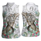 Australia Opossum Women Sleeveless Polo Shirt Aboriginal Art Gumtree Blossoms Grunge - Aussie Hoodie