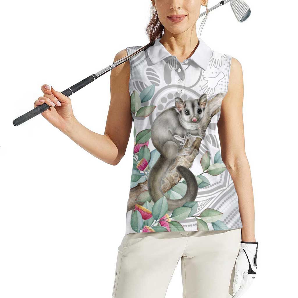 Australia Opossum Women Sleeveless Polo Shirt Aboriginal Art Gumtree Blossoms Grunge - Aussie Hoodie