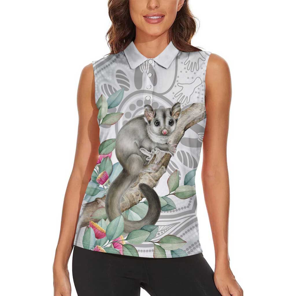 Australia Opossum Women Sleeveless Polo Shirt Aboriginal Art Gumtree Blossoms Grunge - Aussie Hoodie