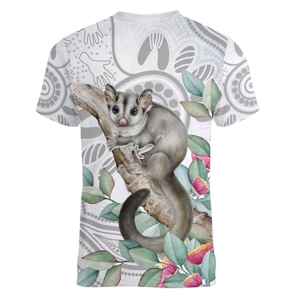 Australia Opossum Women V-Neck T-Shirt Aboriginal Art Gumtree Blossoms Grunge - Aussie Hoodie
