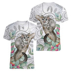 Australia Opossum Women V-Neck T-Shirt Aboriginal Art Gumtree Blossoms Grunge - Aussie Hoodie