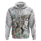 Australia Opossum Zip Hoodie Aboriginal Art Gumtree Blossoms Grunge - Aussie Hoodie