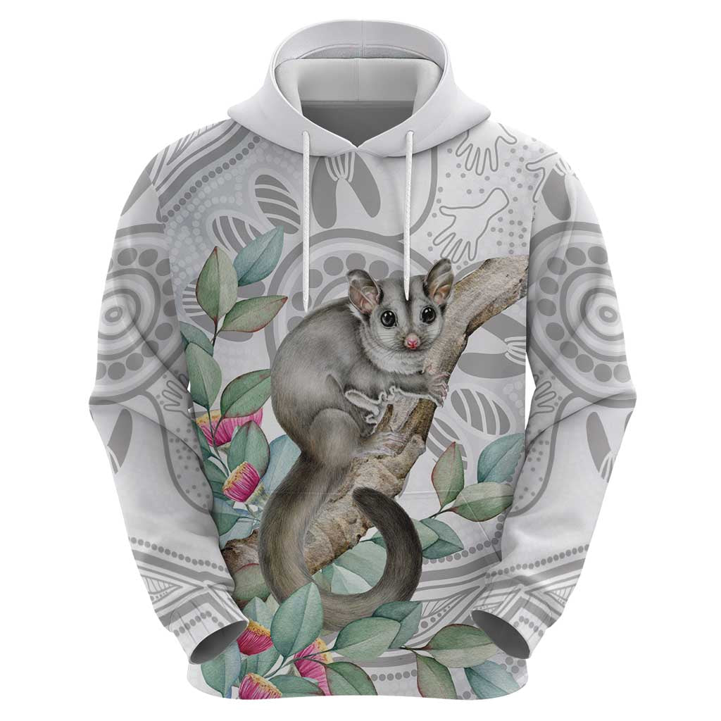 Australia Opossum Zip Hoodie Aboriginal Art Gumtree Blossoms Grunge - Aussie Hoodie