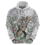 Australia Opossum Zip Hoodie Aboriginal Art Gumtree Blossoms Grunge - Aussie Hoodie
