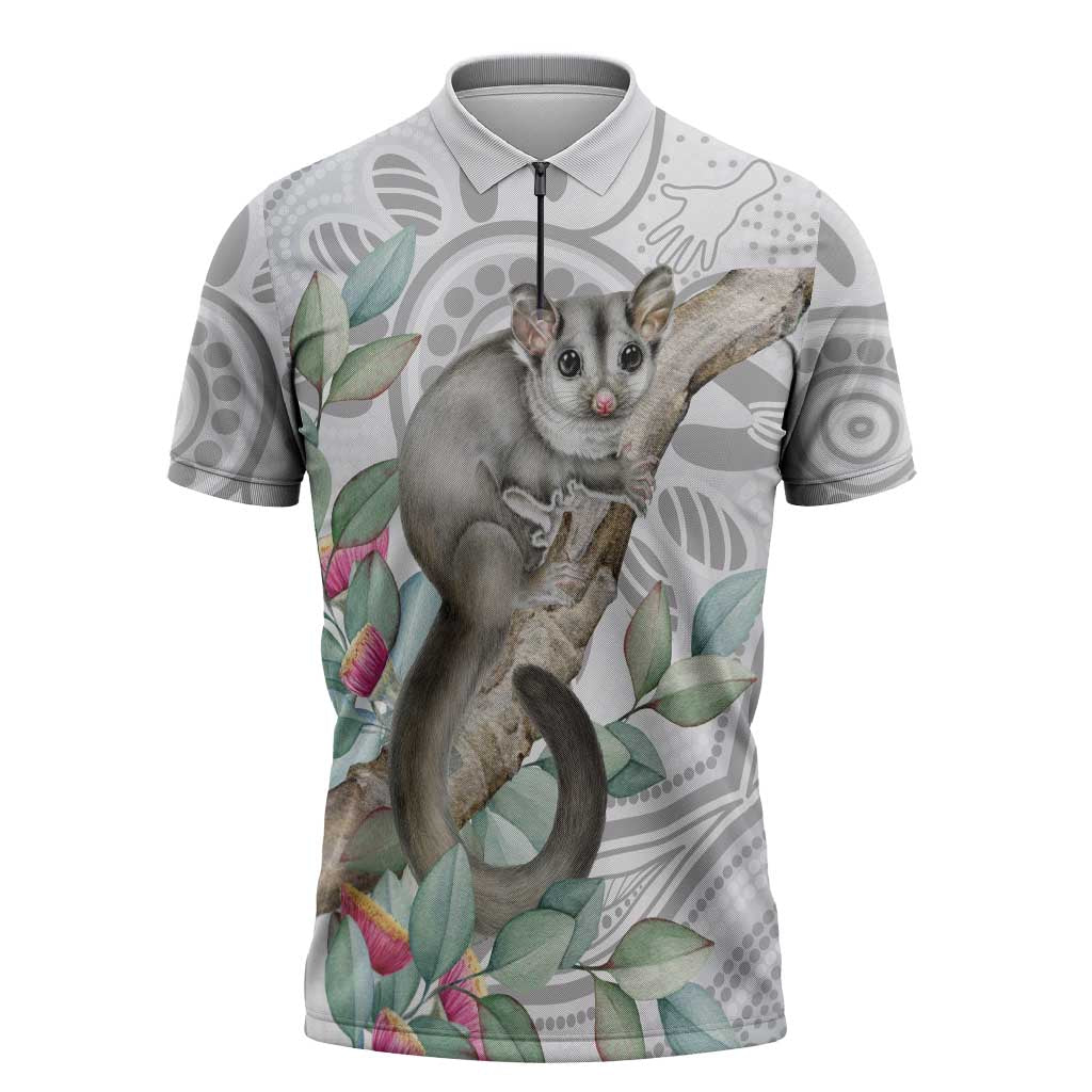 Australia Opossum Zipper Polo Shirt Aboriginal Art Gumtree Blossoms Grunge - Aussie Hoodie