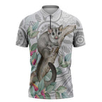 Australia Opossum Zipper Polo Shirt Aboriginal Art Gumtree Blossoms Grunge - Aussie Hoodie