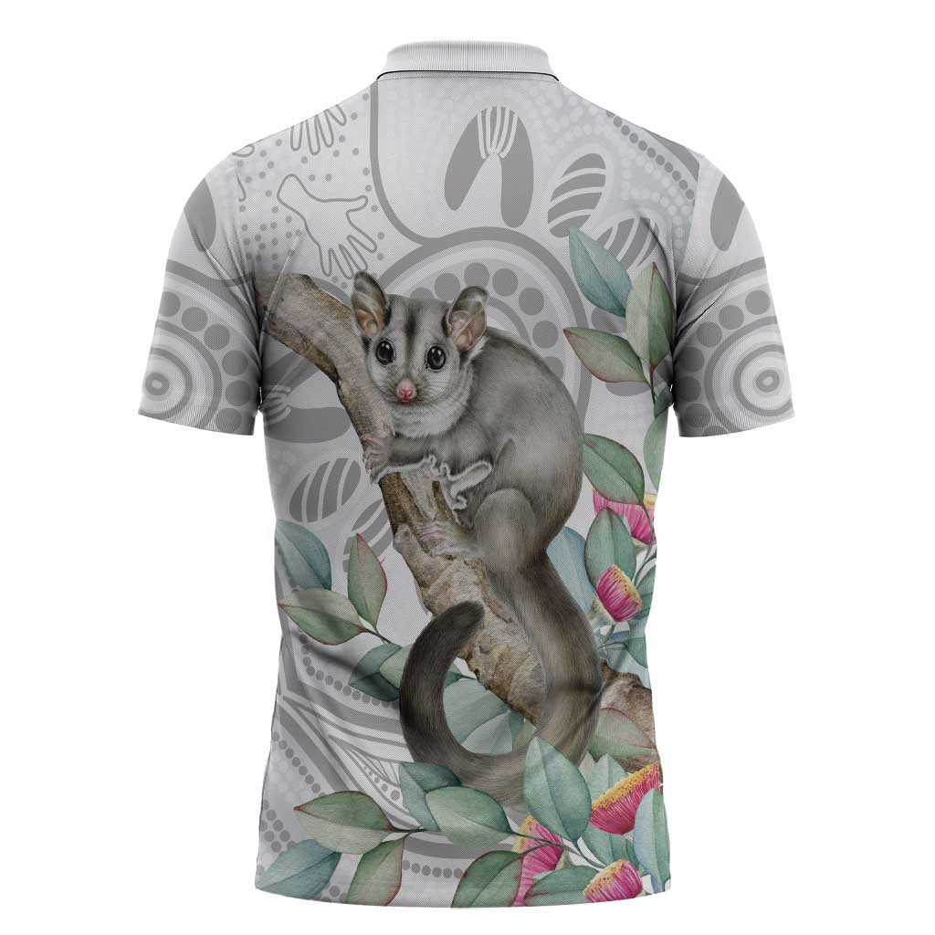 Australia Opossum Zipper Polo Shirt Aboriginal Art Gumtree Blossoms Grunge - Aussie Hoodie