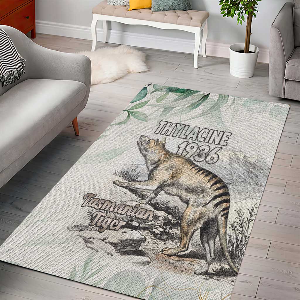 Australia Tasmanian Tiger Area Rug Memorial 1936 Thylacine - Aussie Hoodie