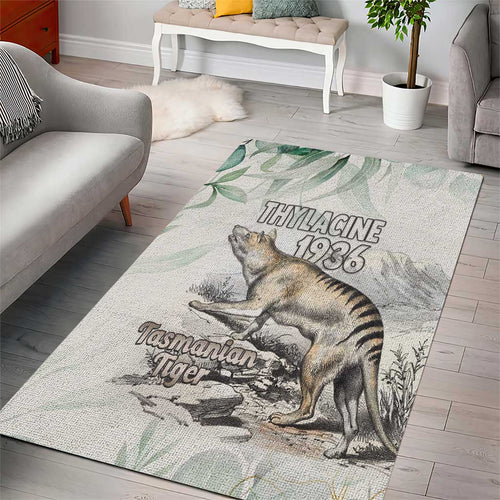 Australia Tasmanian Tiger Area Rug Memorial 1936 Thylacine - Aussie Hoodie