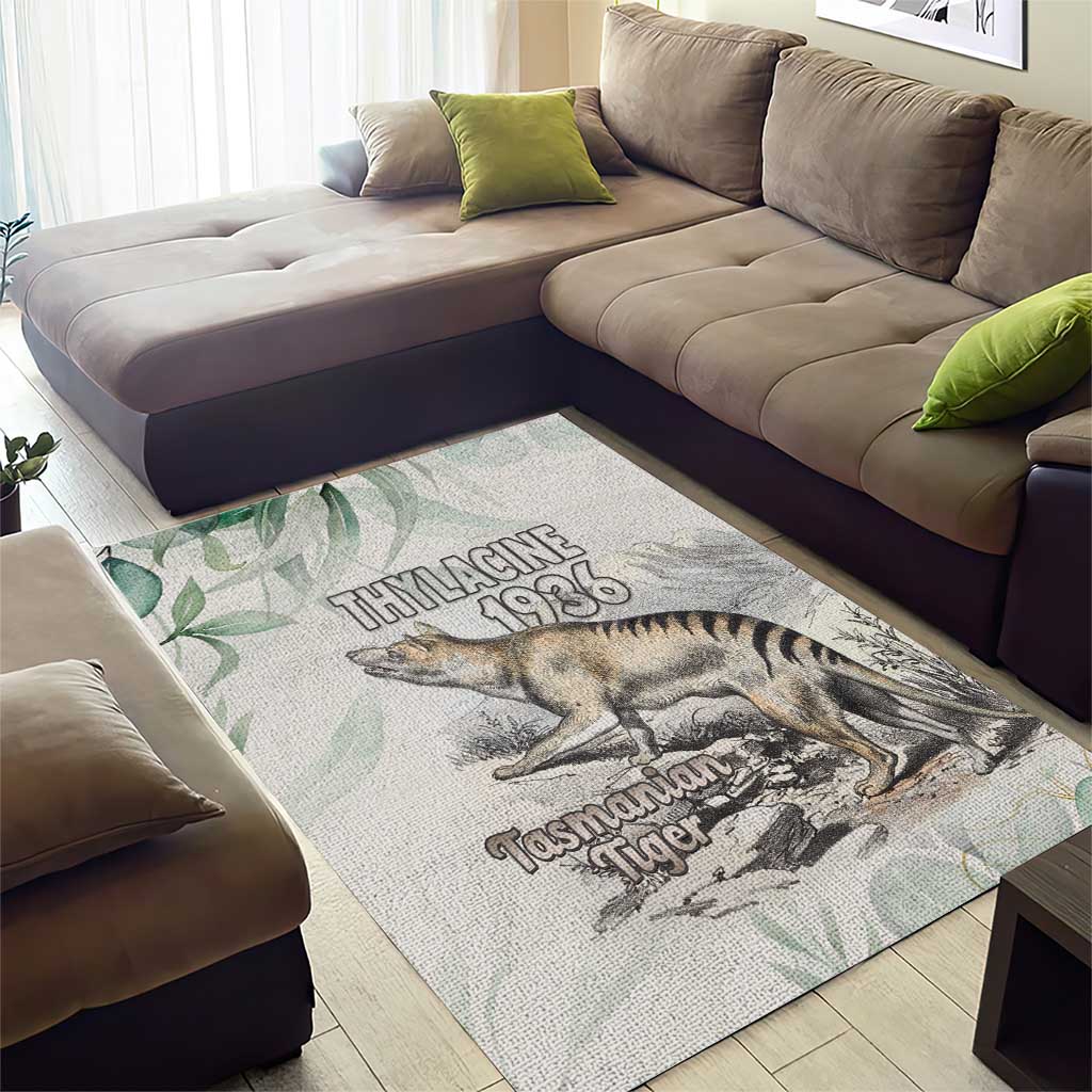Australia Tasmanian Tiger Area Rug Memorial 1936 Thylacine - Aussie Hoodie