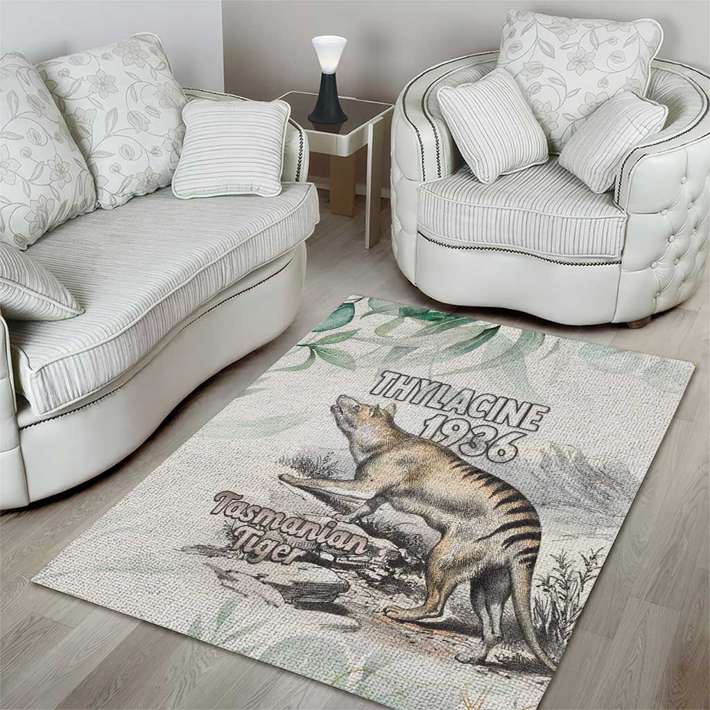 Australia Tasmanian Tiger Area Rug Memorial 1936 Thylacine - Aussie Hoodie