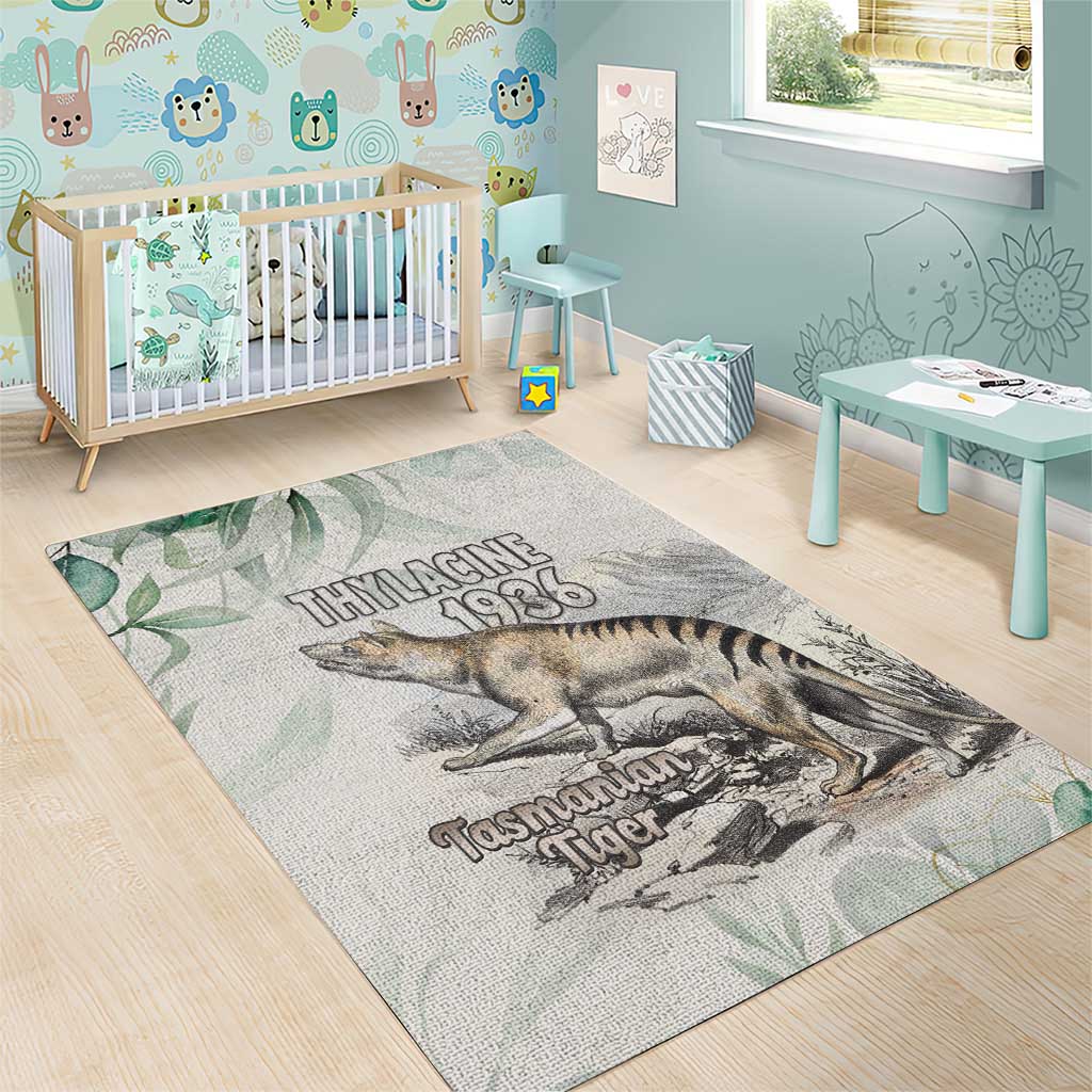 Australia Tasmanian Tiger Area Rug Memorial 1936 Thylacine - Aussie Hoodie
