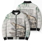 Australia Tasmanian Tiger Bomber Puffer Jacket Memorial 1936 Thylacine - Aussie Hoodie