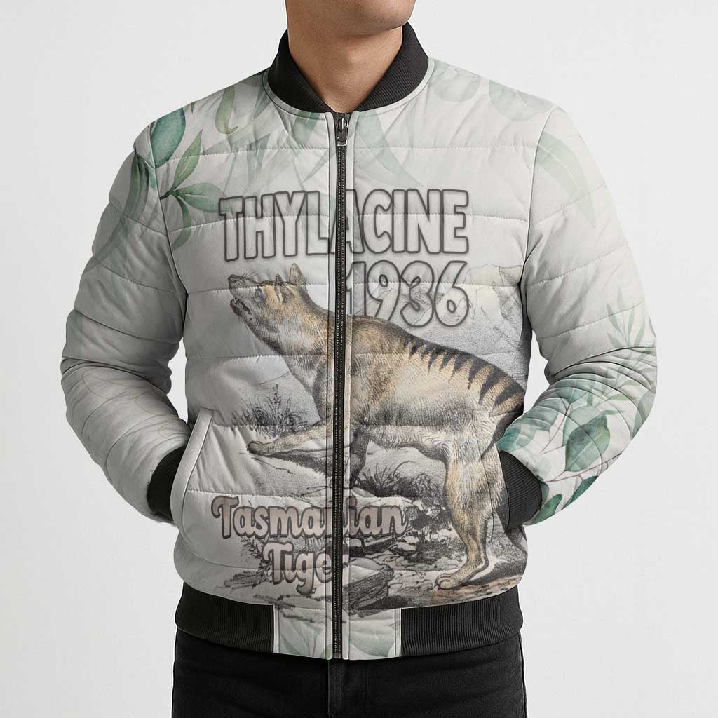 Australia Tasmanian Tiger Bomber Puffer Jacket Memorial 1936 Thylacine - Aussie Hoodie