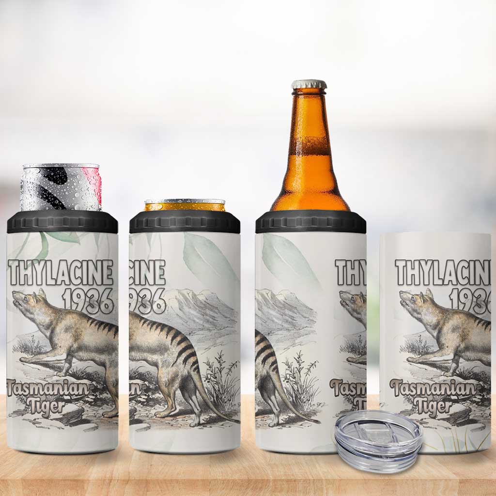 Australia Tasmanian Tiger 4 in 1 Can Cooler Tumbler Memorial 1936 Thylacine - Aussie Hoodie