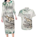 Australia Tasmanian Tiger Couples Matching Long Sleeve Bodycon Dress and Hawaiian Shirt Memorial 1936 Thylacine - Aussie Hoodie