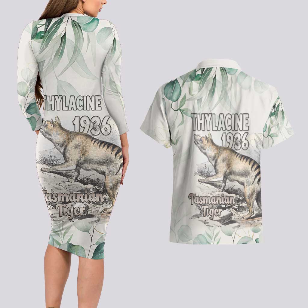 Australia Tasmanian Tiger Couples Matching Long Sleeve Bodycon Dress and Hawaiian Shirt Memorial 1936 Thylacine - Aussie Hoodie