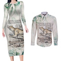 Australia Tasmanian Tiger Couples Matching Long Sleeve Bodycon Dress and Long Sleeve Button Shirt Memorial 1936 Thylacine - Aussie Hoodie