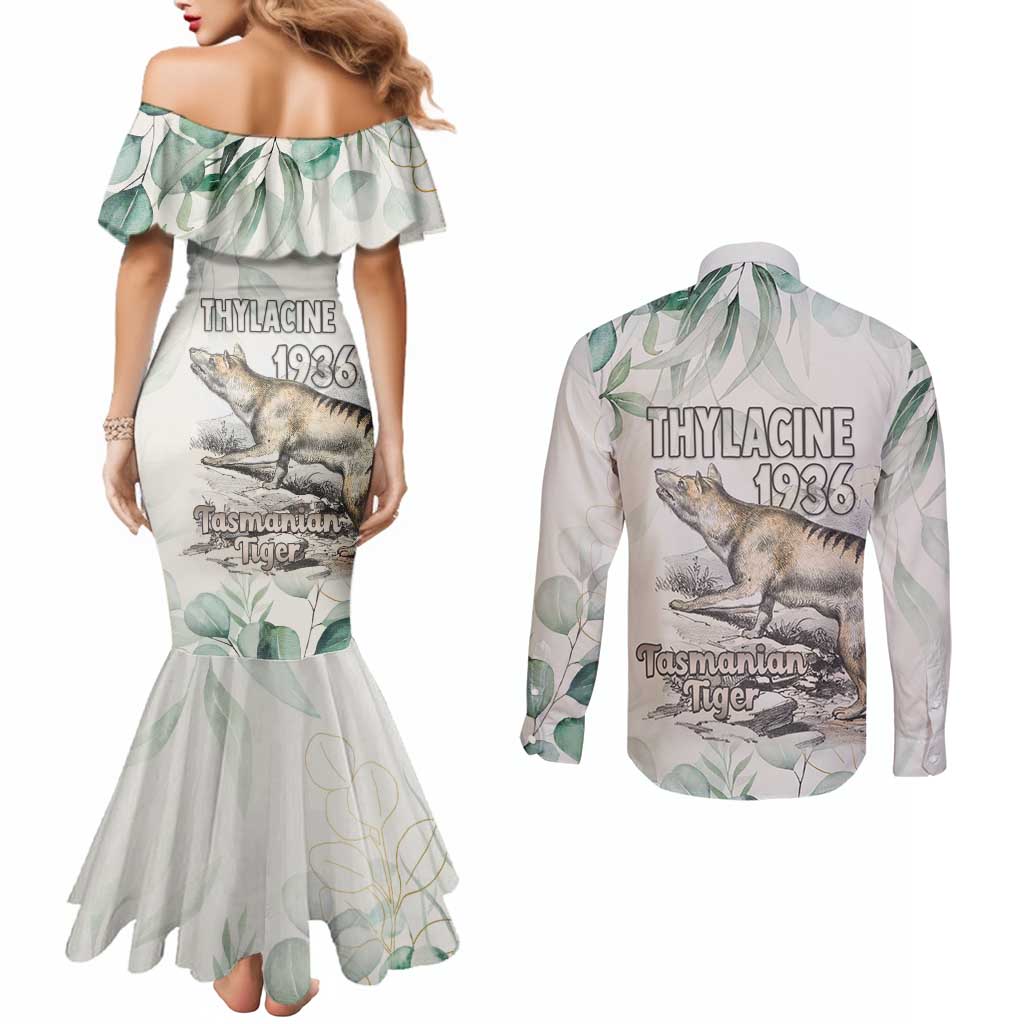 Australia Tasmanian Tiger Couples Matching Mermaid Dress and Long Sleeve Button Shirt Memorial 1936 Thylacine - Aussie Hoodie