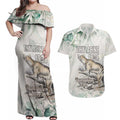 Australia Tasmanian Tiger Couples Matching Off Shoulder Maxi Dress and Hawaiian Shirt Memorial 1936 Thylacine - Aussie Hoodie