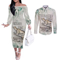 Australia Tasmanian Tiger Couples Matching Off The Shoulder Long Sleeve Dress and Long Sleeve Button Shirt Memorial 1936 Thylacine - Aussie Hoodie