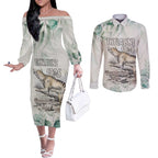 Australia Tasmanian Tiger Couples Matching Off The Shoulder Long Sleeve Dress and Long Sleeve Button Shirt Memorial 1936 Thylacine - Aussie Hoodie