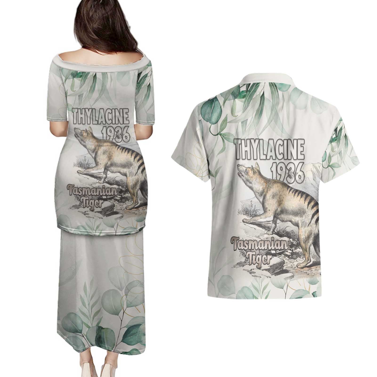 Australia Tasmanian Tiger Couples Matching Puletasi and Hawaiian Shirt Memorial 1936 Thylacine - Aussie Hoodie