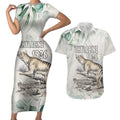 Australia Tasmanian Tiger Couples Matching Short Sleeve Bodycon Dress and Hawaiian Shirt Memorial 1936 Thylacine - Aussie Hoodie