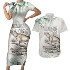 Australia Tasmanian Tiger Couples Matching Short Sleeve Bodycon Dress and Hawaiian Shirt Memorial 1936 Thylacine - Aussie Hoodie