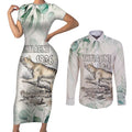 Australia Tasmanian Tiger Couples Matching Short Sleeve Bodycon Dress and Long Sleeve Button Shirt Memorial 1936 Thylacine - Aussie Hoodie