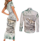 Australia Tasmanian Tiger Couples Matching Short Sleeve Bodycon Dress and Long Sleeve Button Shirt Memorial 1936 Thylacine - Aussie Hoodie