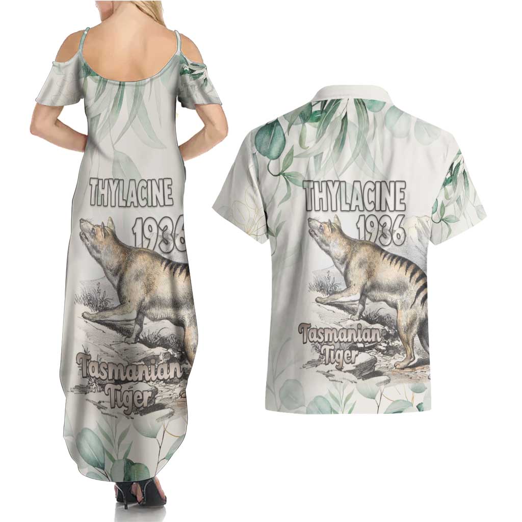 Australia Tasmanian Tiger Couples Matching Summer Maxi Dress and Hawaiian Shirt Memorial 1936 Thylacine - Aussie Hoodie
