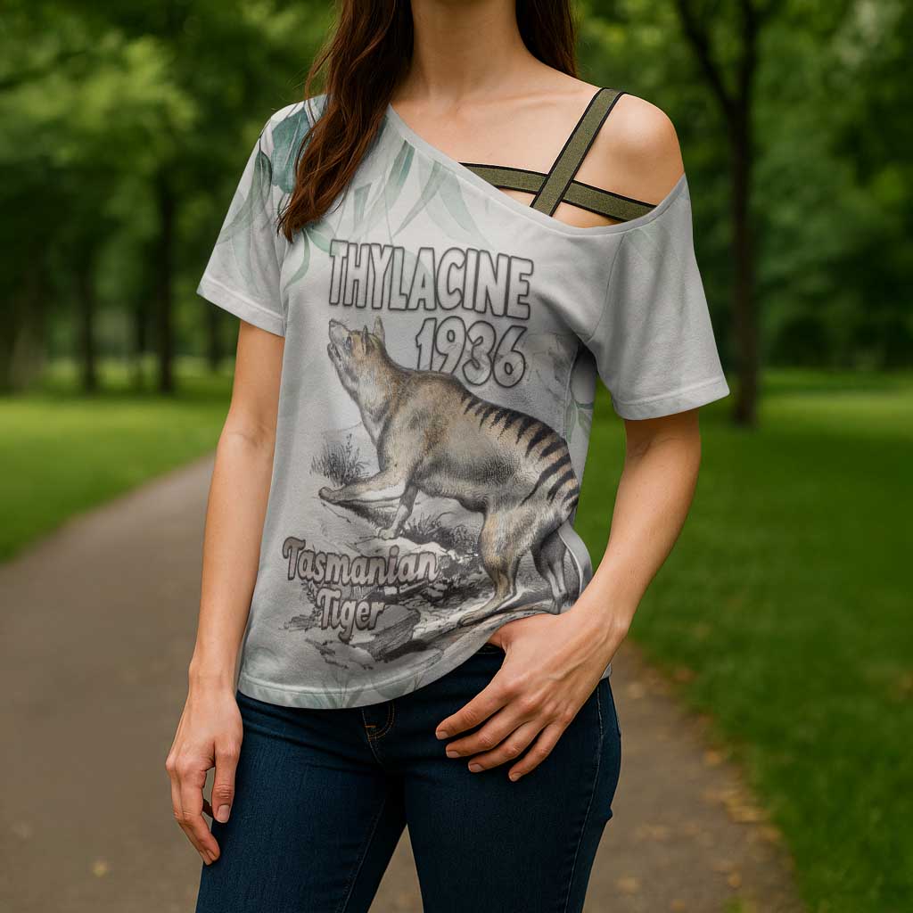 Australia Tasmanian Tiger Cross Shoulder Shirt Memorial 1936 Thylacine - Aussie Hoodie