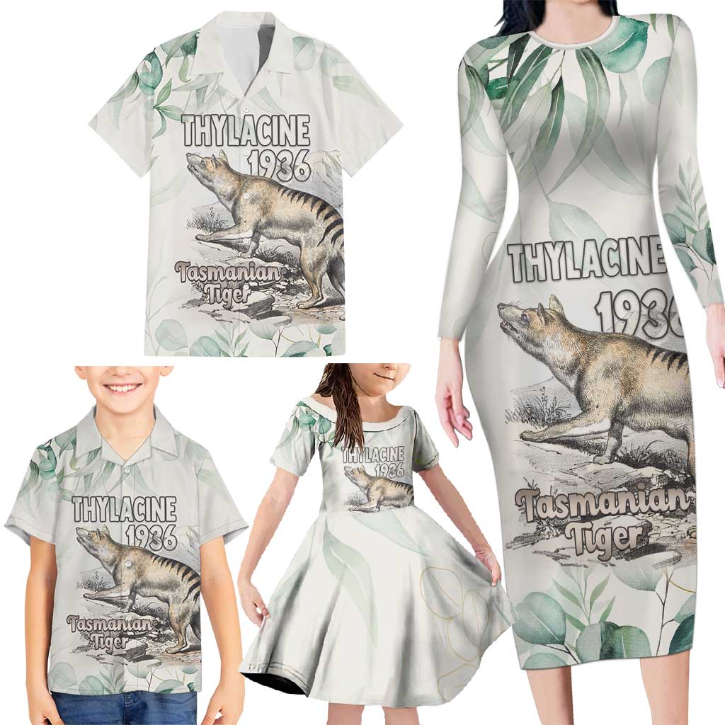 Australia Tasmanian Tiger Family Matching Long Sleeve Bodycon Dress and Hawaiian Shirt Memorial 1936 Thylacine - Aussie Hoodie