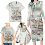 Australia Tasmanian Tiger Family Matching Long Sleeve Bodycon Dress and Hawaiian Shirt Memorial 1936 Thylacine - Aussie Hoodie