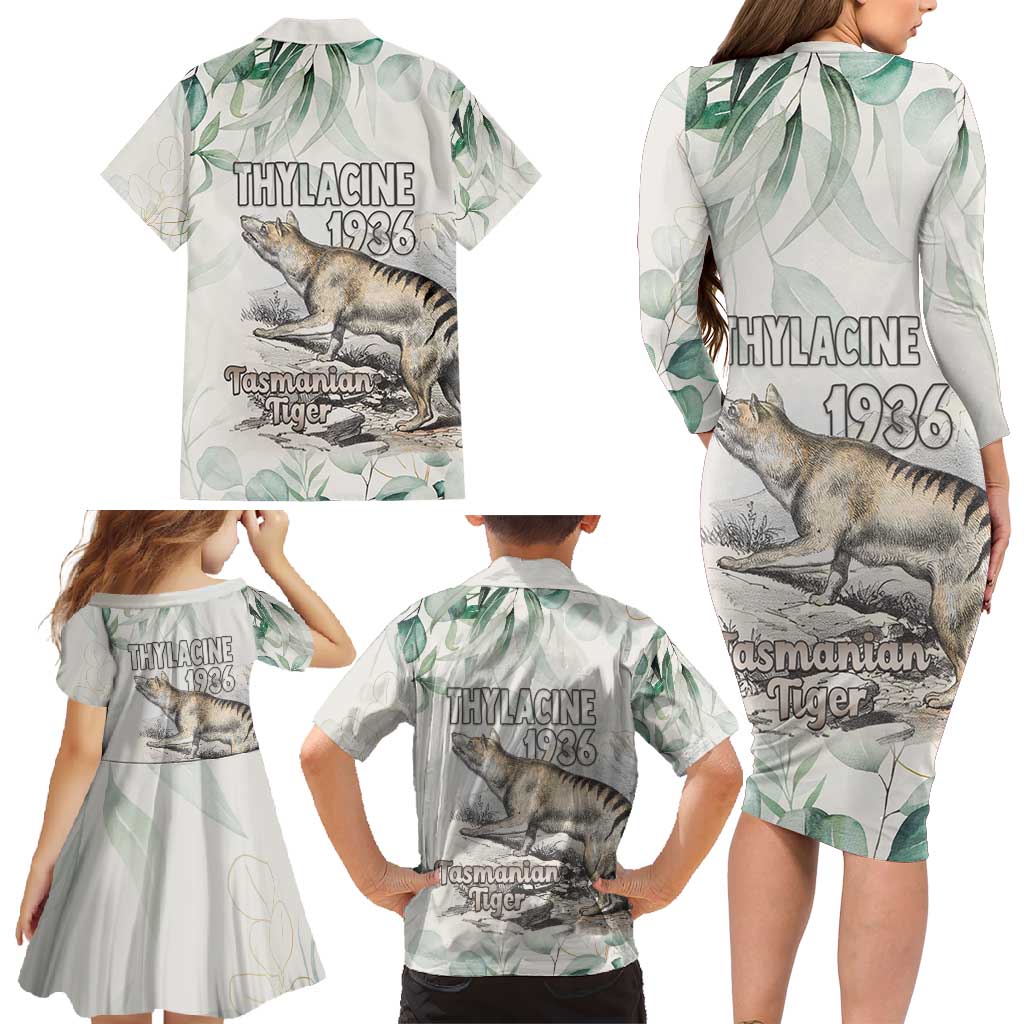 Australia Tasmanian Tiger Family Matching Long Sleeve Bodycon Dress and Hawaiian Shirt Memorial 1936 Thylacine - Aussie Hoodie