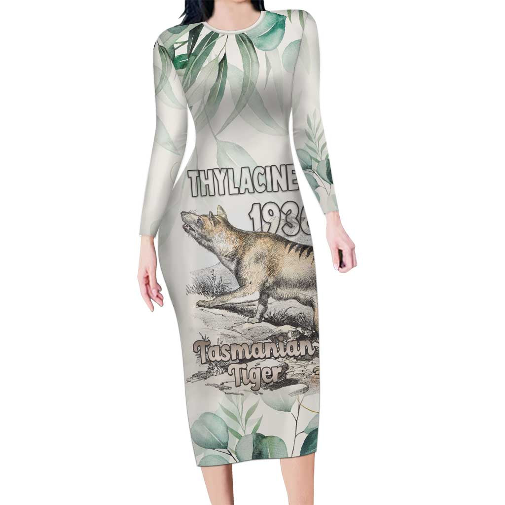 Australia Tasmanian Tiger Family Matching Long Sleeve Bodycon Dress and Hawaiian Shirt Memorial 1936 Thylacine - Aussie Hoodie