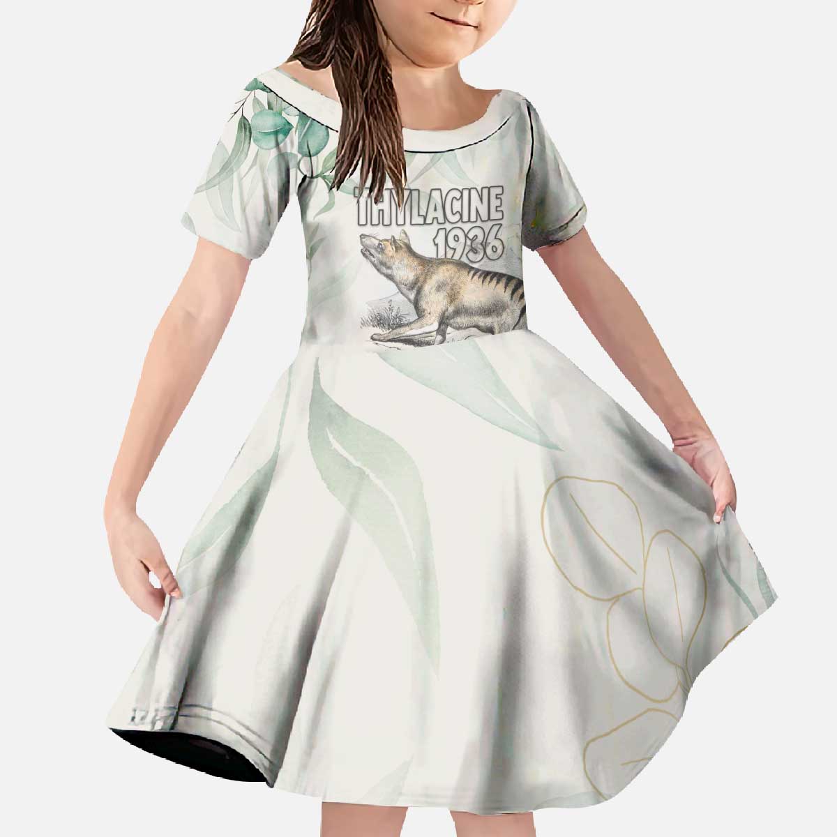 Australia Tasmanian Tiger Family Matching Off The Shoulder Long Sleeve Dress and Hawaiian Shirt Memorial 1936 Thylacine - Aussie Hoodie