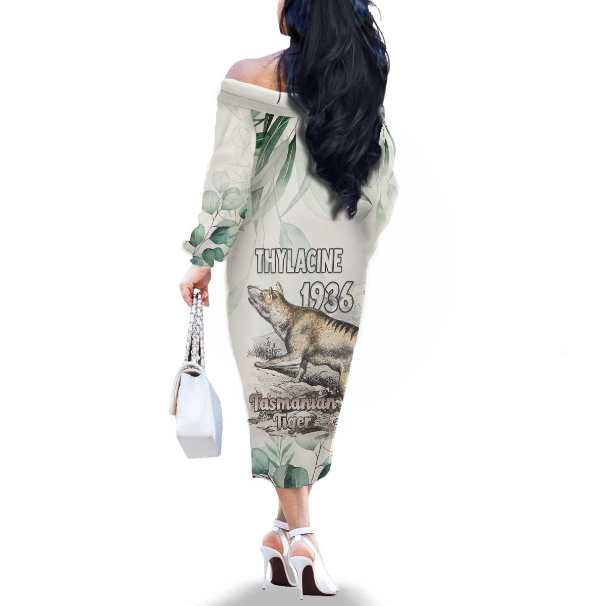 Australia Tasmanian Tiger Family Matching Off The Shoulder Long Sleeve Dress and Hawaiian Shirt Memorial 1936 Thylacine - Aussie Hoodie