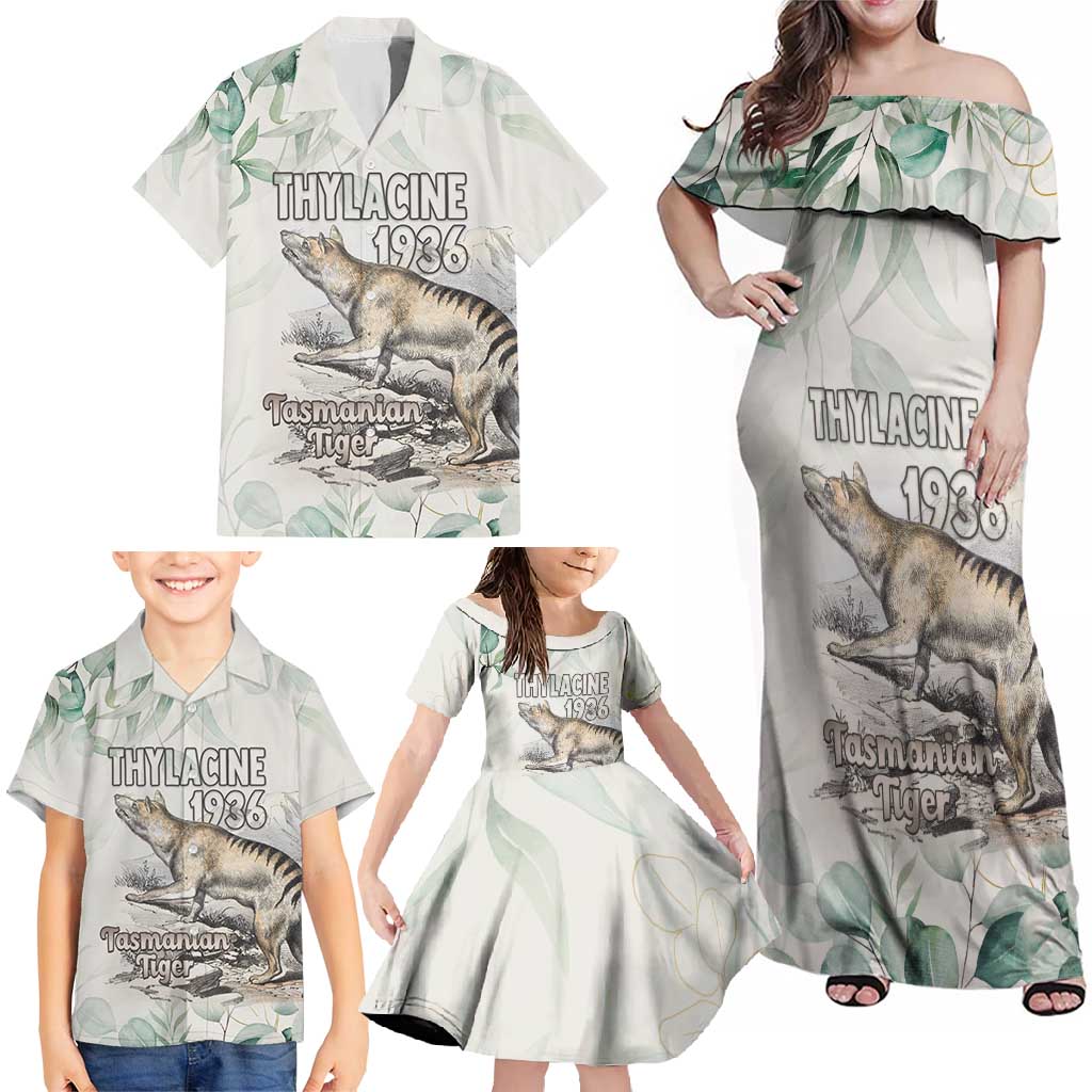 Australia Tasmanian Tiger Family Matching Off Shoulder Maxi Dress and Hawaiian Shirt Memorial 1936 Thylacine - Aussie Hoodie