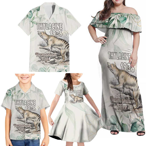 Australia Tasmanian Tiger Family Matching Off Shoulder Maxi Dress and Hawaiian Shirt Memorial 1936 Thylacine - Aussie Hoodie